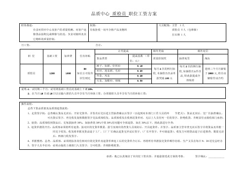 服装公司质检员绩效工资方案