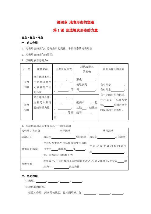 高三地理复习 第四章 第1课 营造地表形态的力量学案1 新人教版必修1