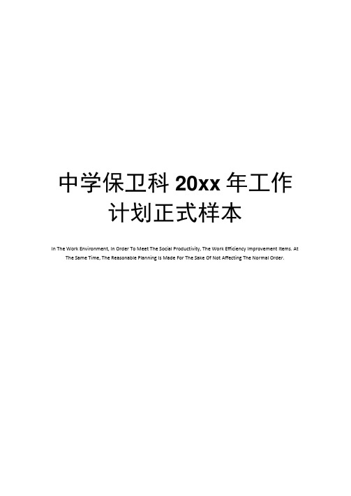 中学保卫科20xx年工作计划正式样本