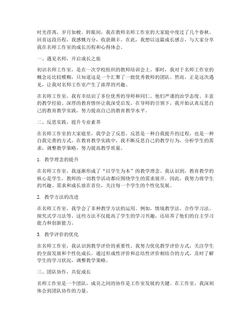 教师名师工作室成长感言