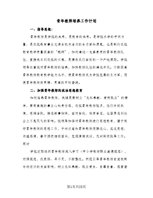 青年教师培养工作计划(7篇)