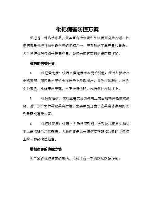 枇杷病害防控方案