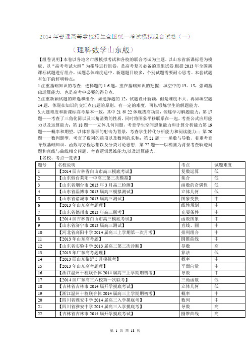 【解析版】2014年山东高考模拟组合试卷(一)(数学文)