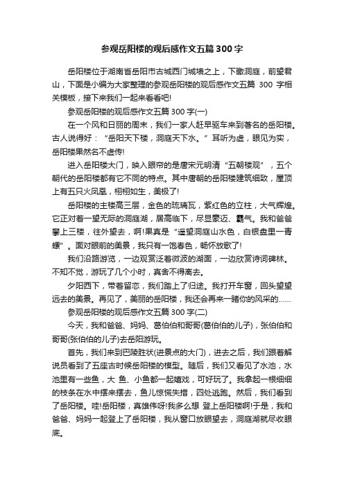 参观岳阳楼的观后感作文五篇300字