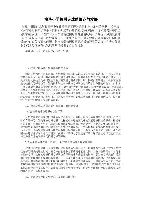 浅谈小学校园足球的规范与发展