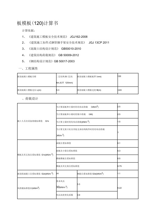 120厚楼板模板施工方案及计算书