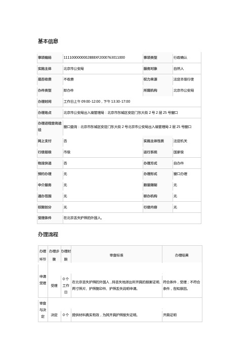 外国人护照报失证明办理流程及所需资料