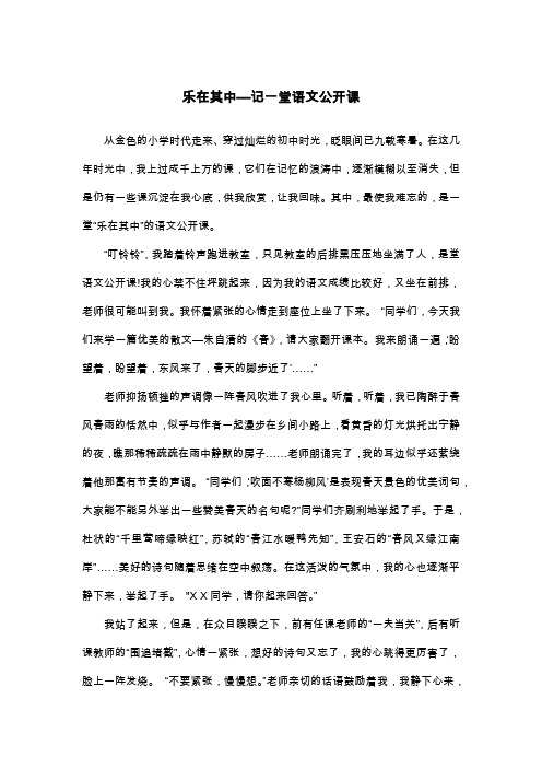 乐在其中—记一堂语文公开课_初三叙事作文