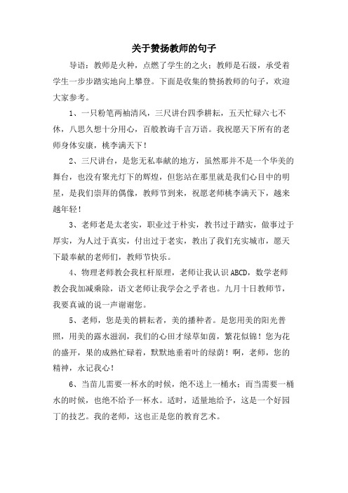 关于赞扬教师的句子