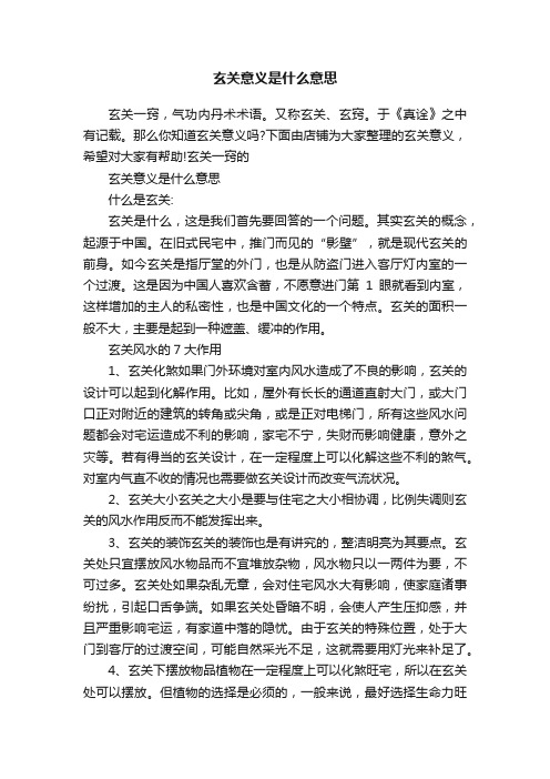 玄关意义是什么意思