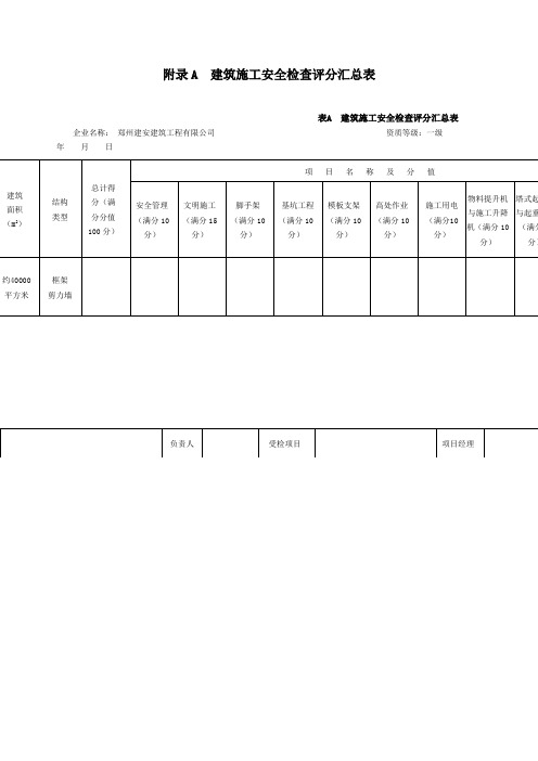 《建筑施工安全检查标准》JGJ附录检查评分表