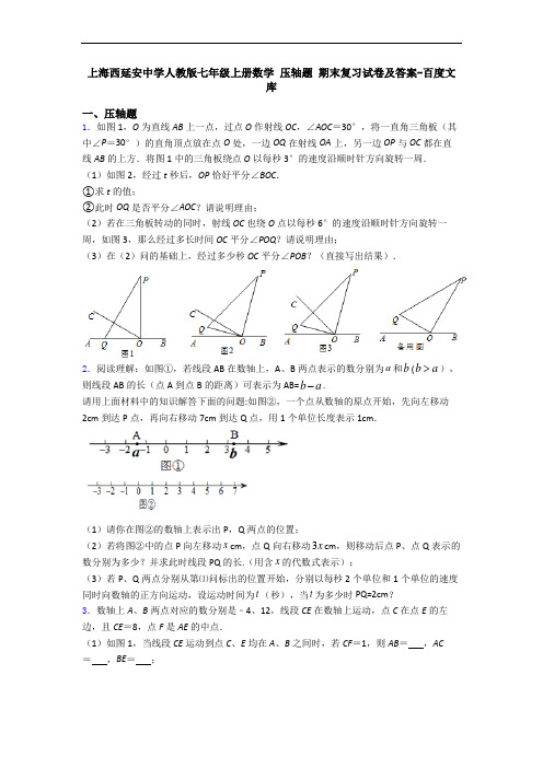 上海西延安中学人教版七年级上册数学 压轴题 期末复习试卷及答案-百度文库