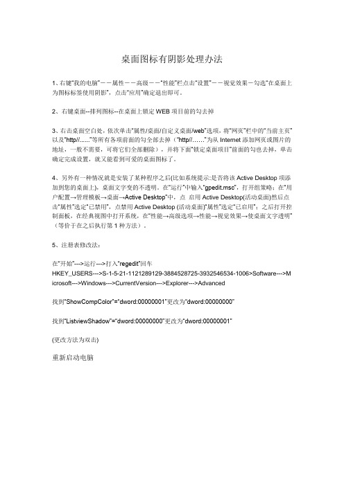 桌面图标有阴影的解决办法