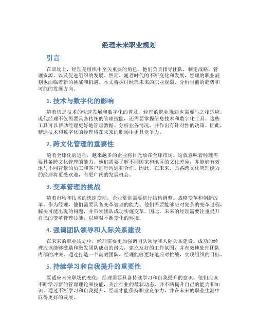 经理未来职业规划