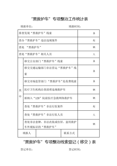 “黑救护车”专项整治工作统计表