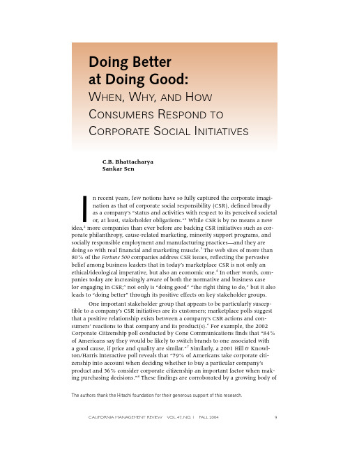 Doing Better at Doing Good When Why and How Consumers Respond to CSR