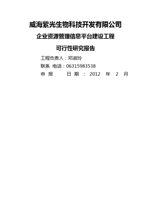 企业资源管理信息平台建设项目可研研究报告