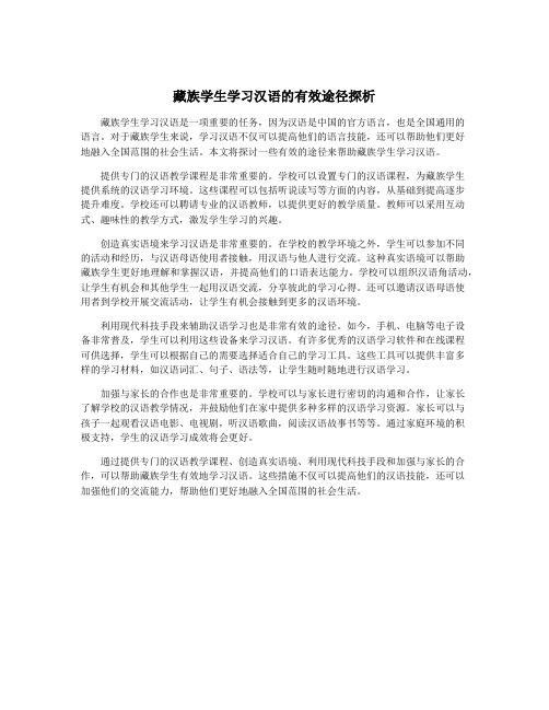 藏族学生学习汉语的有效途径探析