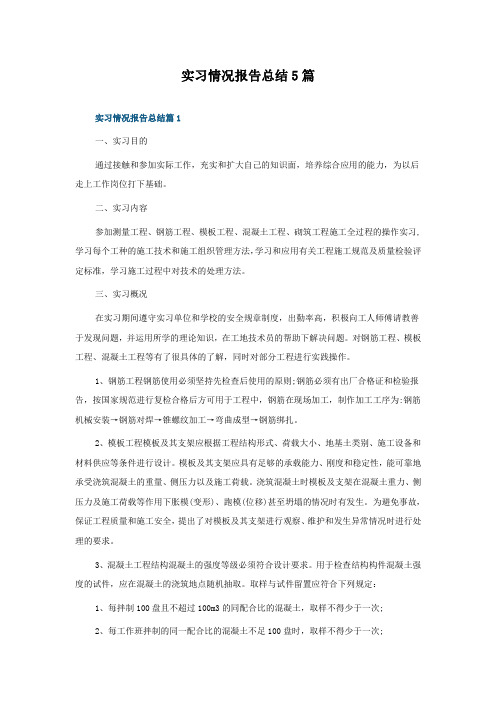 实习情况报告总结怎么写5篇