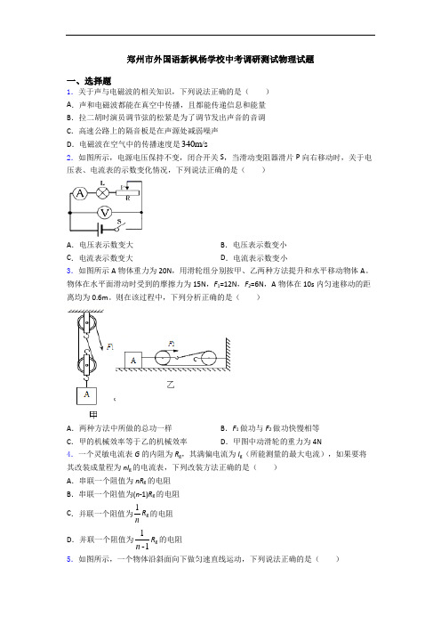 郑州市外国语新枫杨学校中考调研测试物理试题