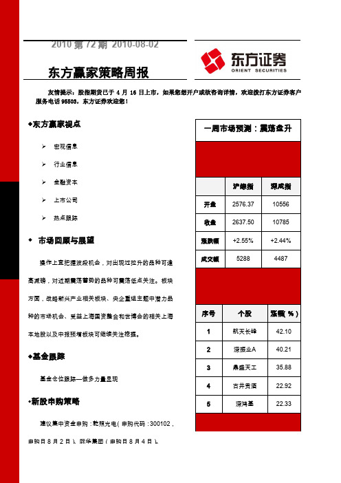 东方赢家策略周报