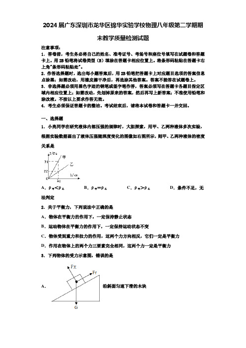 2024届广东深圳市龙华区锦华实验学校物理八年级第二学期期末教学质量检测试题含解析