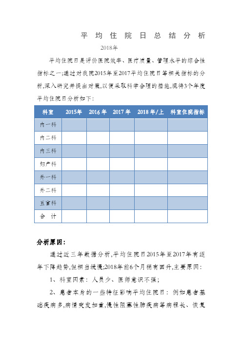 平均住院日总结分析