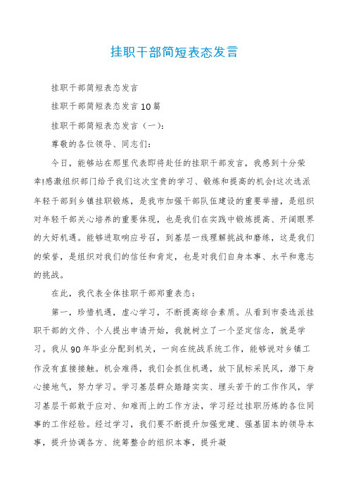 挂职干部简短表态发言