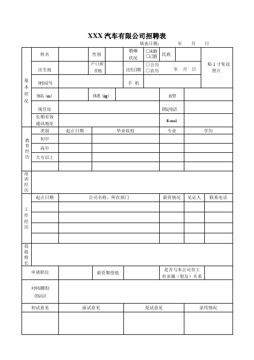 公司招聘表格(完美通用型)