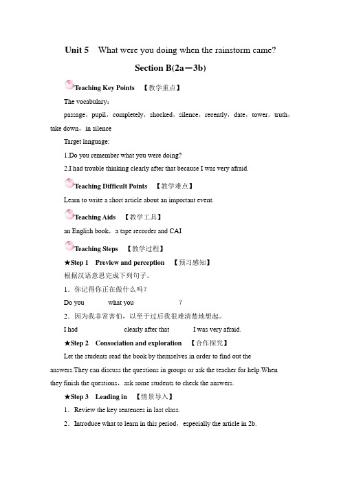 人教版八年级下册英语Unit5 SectionB(2a-3b)优质教学设计