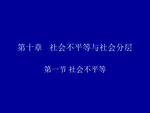 第十章   社会不平等社会分层(彭华民社会学)