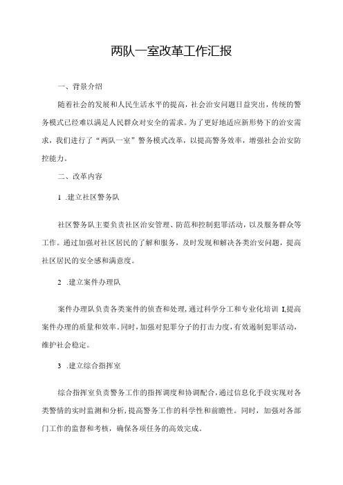 两队一室改革工作汇报