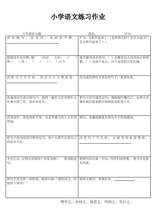 小学六年级语文拓展训练III (85)