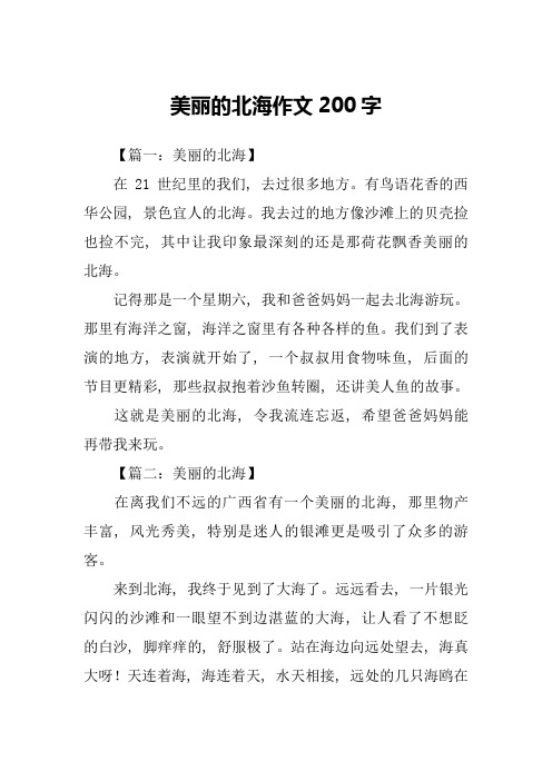 美丽的北海作文200字