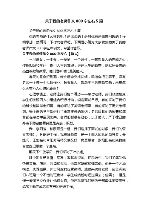 关于我的老师作文800字左右5篇