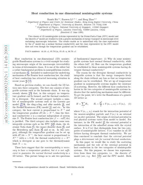 Heat conduction in one dimensional nonintegrable systems