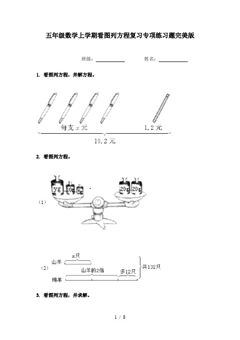 五年级数学上学期看图列方程复习专项练习题完美版