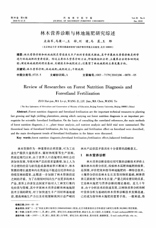 林木营养诊断与林地施肥研究综述