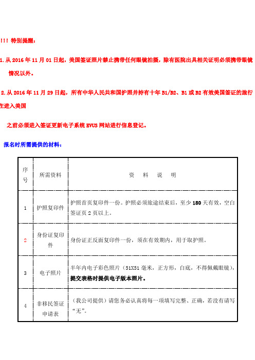 美国签证申请材料及DS申请表