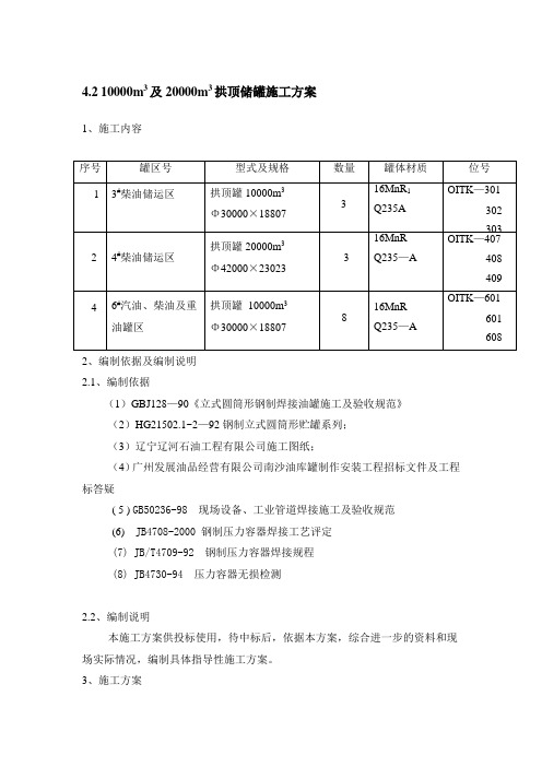 1万立方米拱顶罐方案