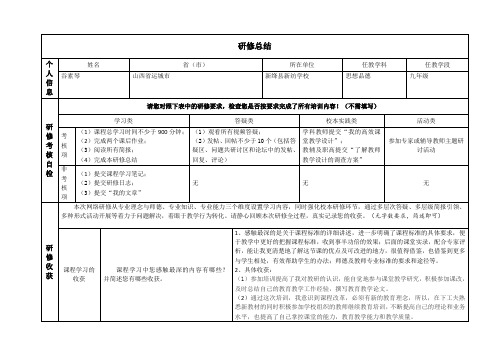 (继续教育)2014山西初中思想品德学科及教辅研修总结