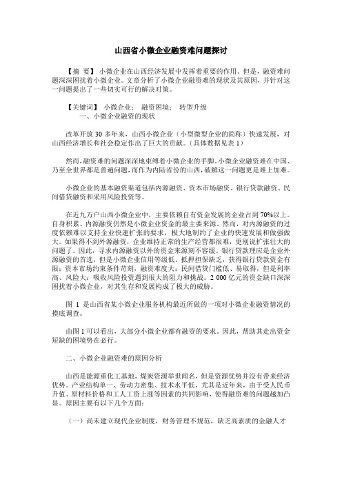 山西省小微企业融资难问题探讨