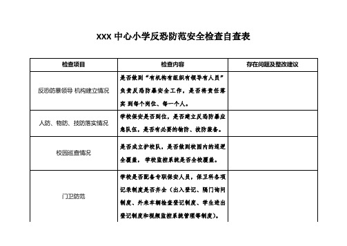 中小学、幼儿园学校反恐防暴安全检查记录表