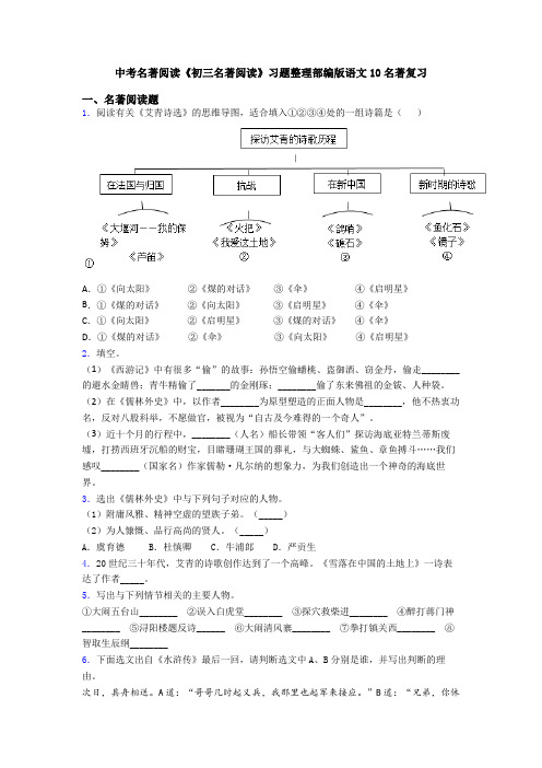 中考名著阅读《初三名著阅读》习题整理部编版语文10名著复习