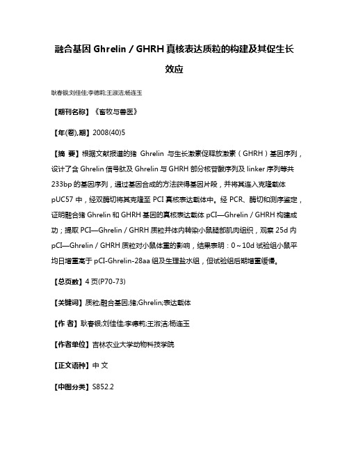 融合基因Ghrelin／GHRH真核表达质粒的构建及其促生长效应