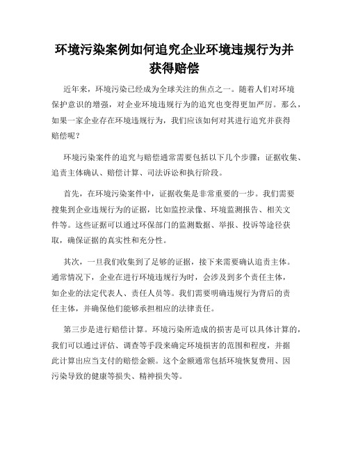 环境污染案例如何追究企业环境违规行为并获得赔偿