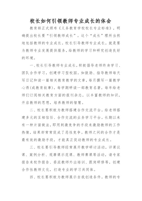 校长如何引领教师专业成长的体会