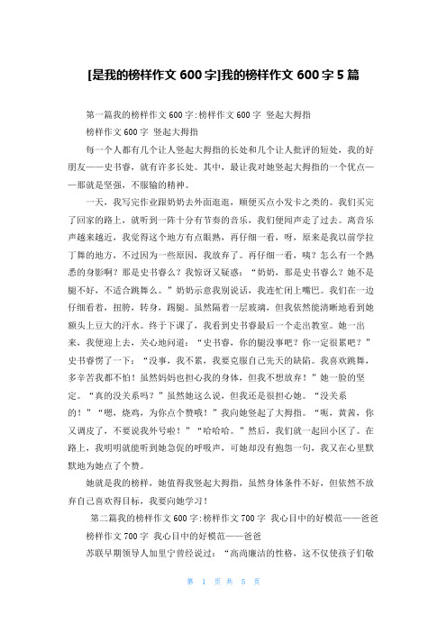 [是我的榜样作文600字]我的榜样作文600字5篇