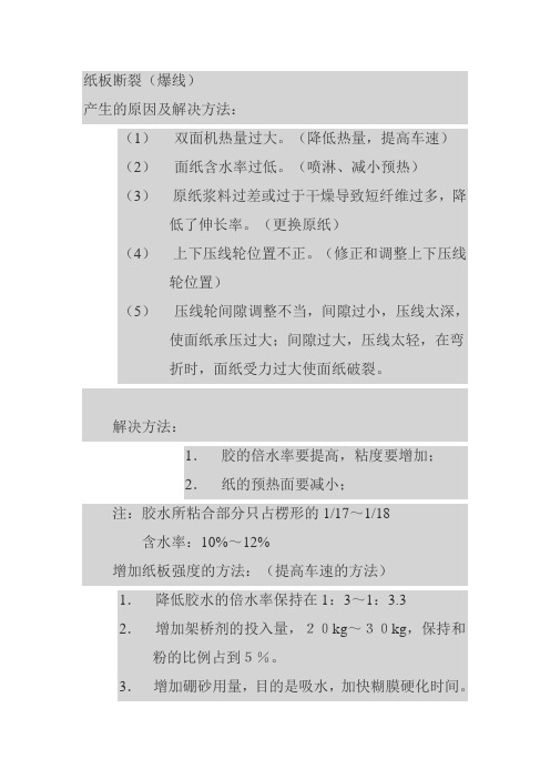 纸板及纸箱制造常见问题解决方法