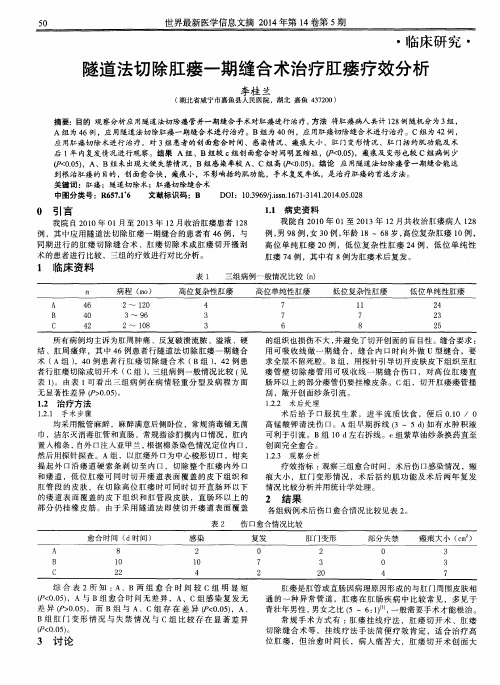 隧道法切除肛瘘一期缝合术治疗肛瘘疗效分析